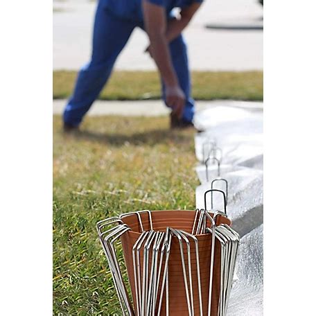 landscape stakes metal|AllThing Metal Galvanized Garden Stakes Landscape Staples 100 Pack 6.